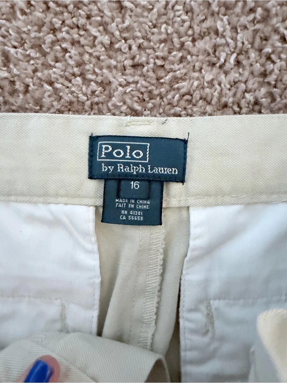 Ralph Lauren Big Boys/Youth’s Pleated Chinos in Light Beige size 16